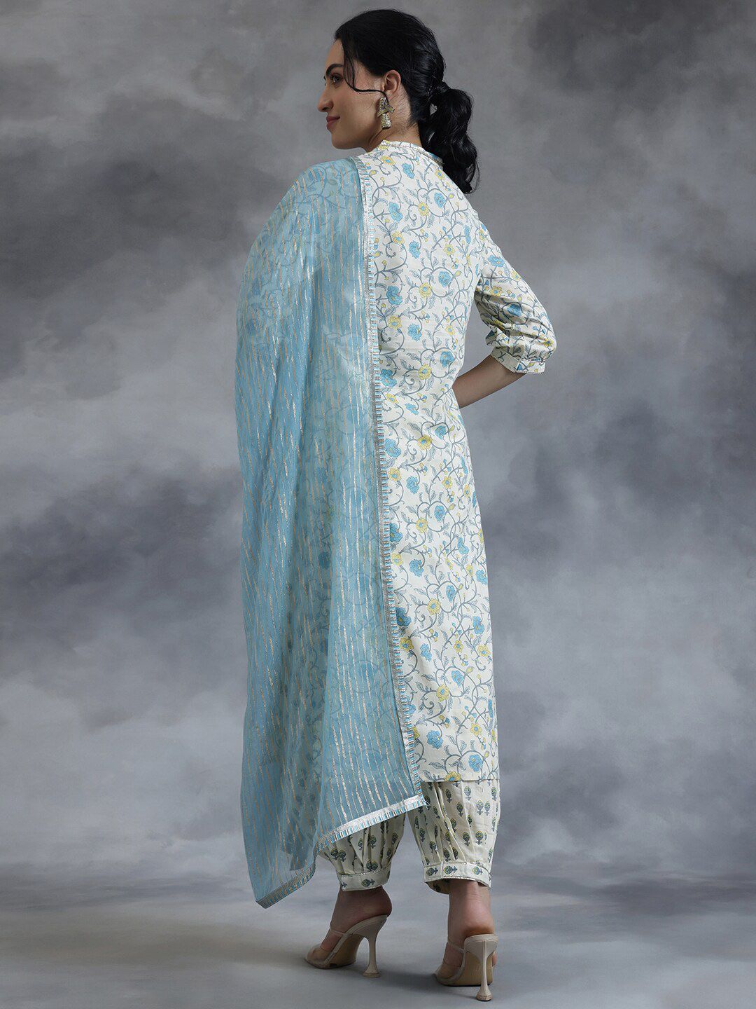 Libas Floral Printed Straight Gotta Patti Pure Cotton Kurta with Salwar & Dupatta