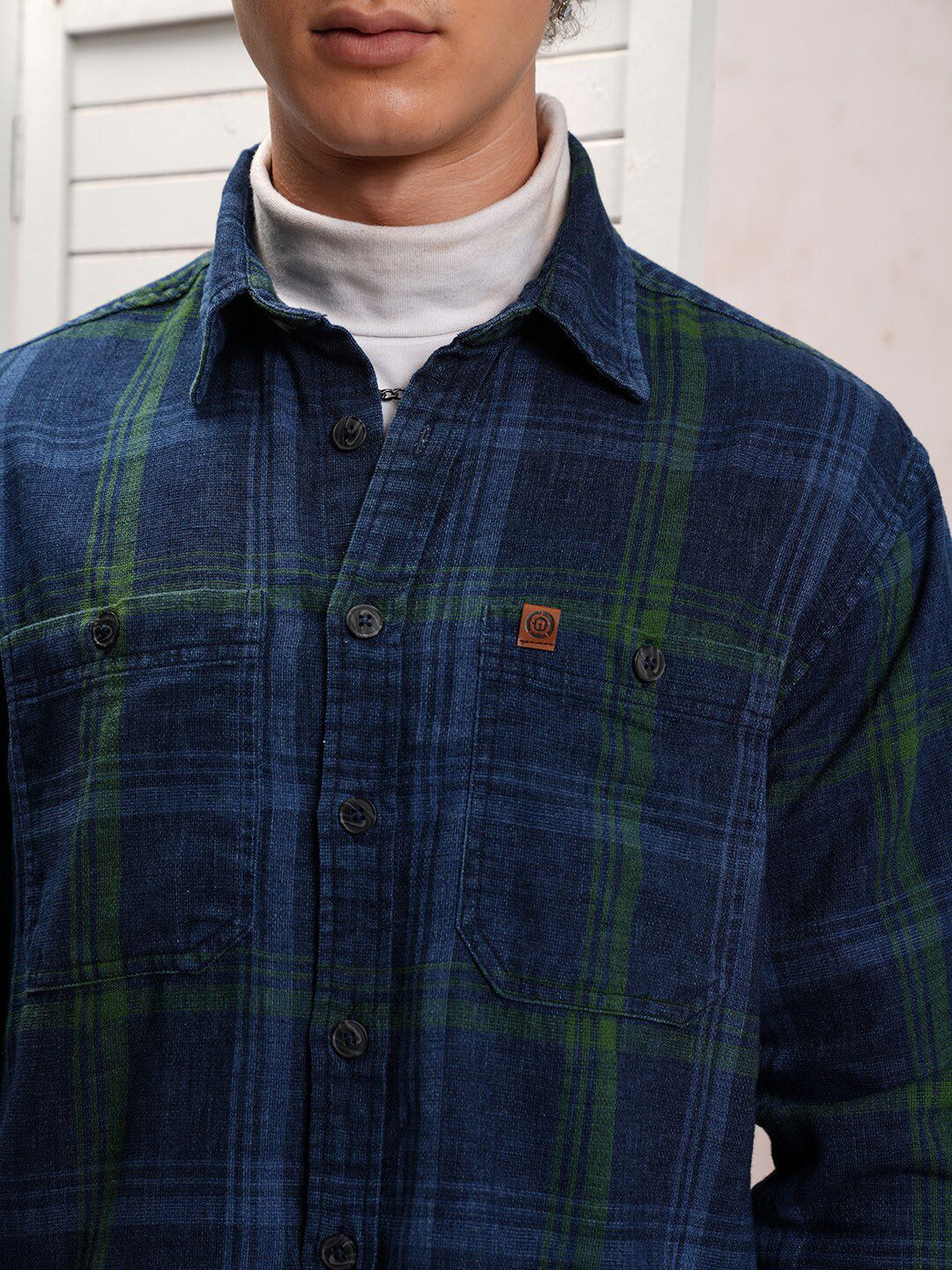 LOCOMOTIVE Premium Dobby Textured Checked Utility Pocket Overshirt