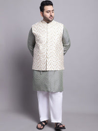 SOJANYA PLUS Woven Design Regular Kurta With Pyjamas & With Embroidered Nehru Jacket