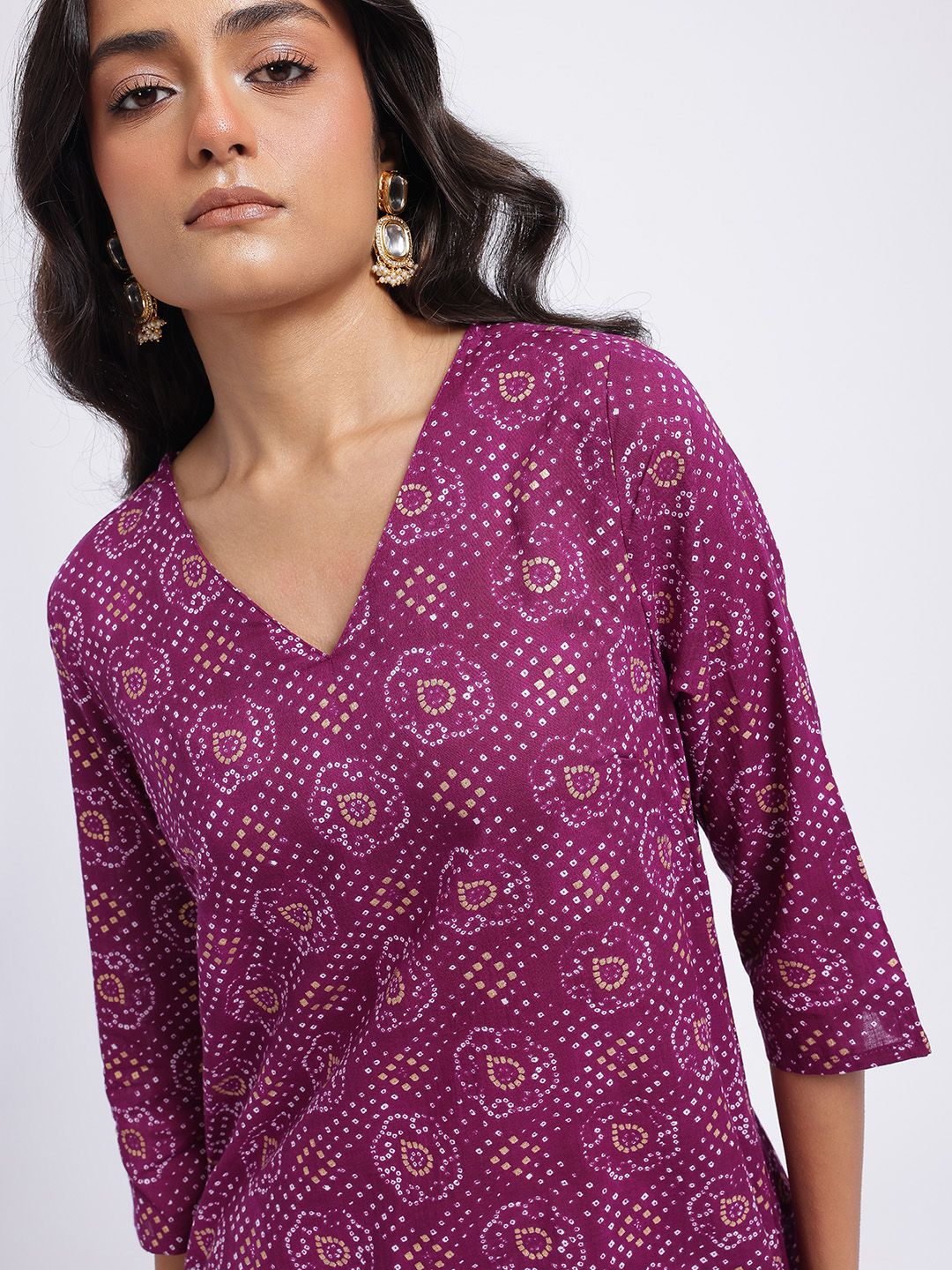 Anouk Women Bandhani Printed Gotta Patti Pure Cotton Kurta with Trousers & Dupatta