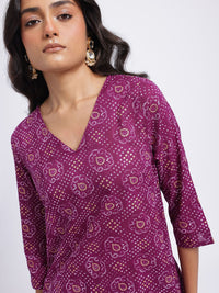 Anouk Women Bandhani Printed Gotta Patti Pure Cotton Kurta with Trousers & Dupatta