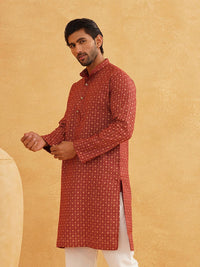 SOJANYA Ethnic Motifs Printed Mandarin Collar Cotton Linen Kurta