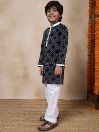 pspeaches Boys Ethnic Motifs Printed Mandarin Collar Kurta with Pyjamas