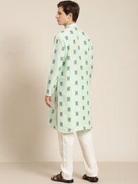 SOJANYA Men Green & Black Pure Cotton Self Design Kurta