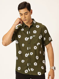 Thomas Scott Spread Collar Short Sleeves Premium Slim Fit Floral Printed Casual Shirt