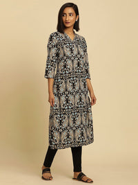 W Paisley Printed V Neck Straight Kurta
