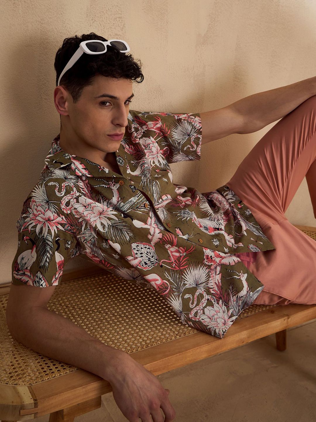 DENNISON Pure Cotton Tropical Printed Oversized Casual Shirt