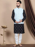 Anouk Black Floral Embroidered Straight Sequinned Kurta with Churidar