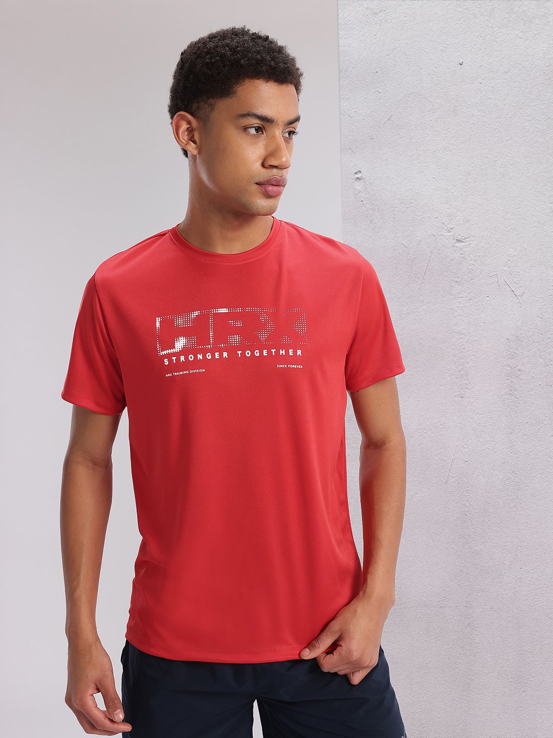 HRX by Hrithik Roshan Twin Collection Brand Logo Printed Rapid-Dry Training T-shirt