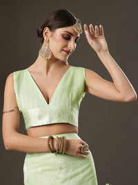 Saree mall Green Woven Design Silk Cotton Banarasi Sarees