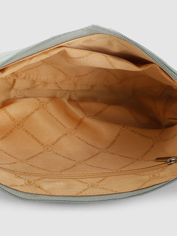Lino Perros Mint Green Croc Textured Baguette Bag