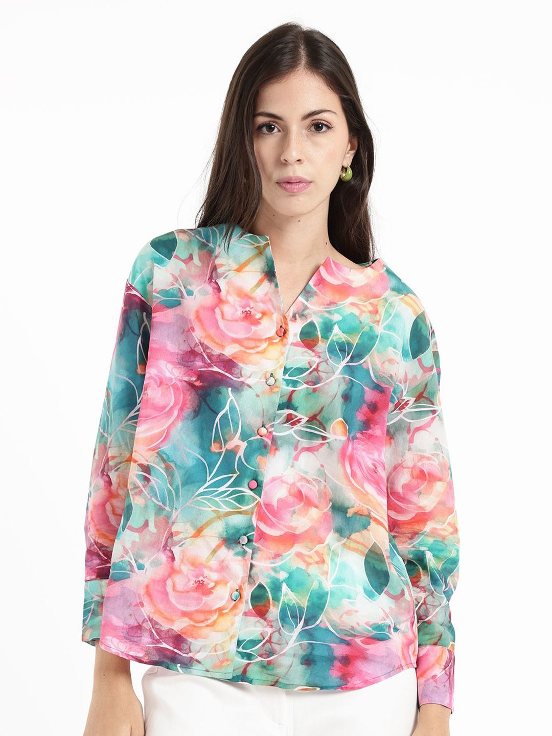 RAREISM Women Comfort Floral Printed Opaque Formal Shirt