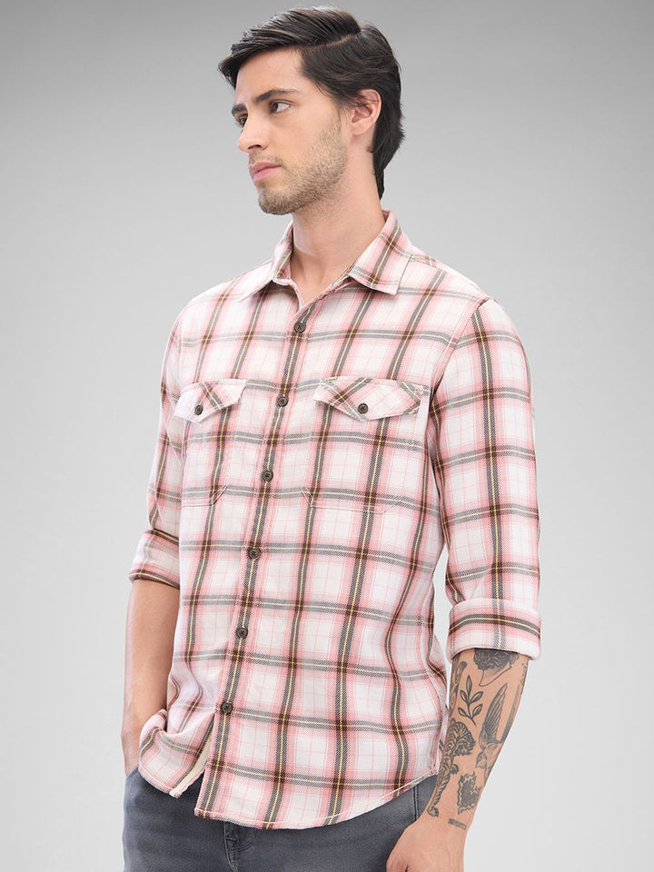 SPYKAR Men Slim Fit Tartan Checks Opaque Checked Casual Shirt