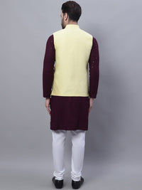 SOJANYA Embroidered Regular Pure Cotton Kurta With Pyjamas With Nehru Jacket