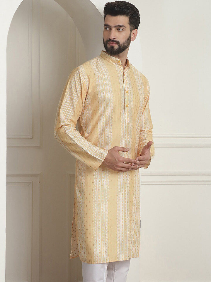 SOJANYA Ethnic Motifs Printed Mandarin Collar Long Sleeves Straight Kurta