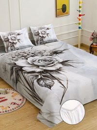 Myntra Elegant Homes White Floral 300 TC King Bedsheet with 2 Pillow Covers