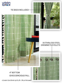 URBAN SPACE Green & White Embroidered Long Door Curtain