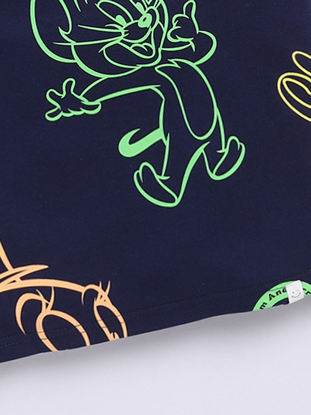 Happy Faces Boys Tom & Jerry Print Drop-Shoulder Sleeves Pure Cotton T-shirt