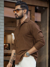 Powerlook Men Spread Collar Textured Relaxed Fit Casual Shirt