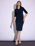 SASSAFRAS worklyf Shirt Collar Gathered Detail Formal Sheath Dress