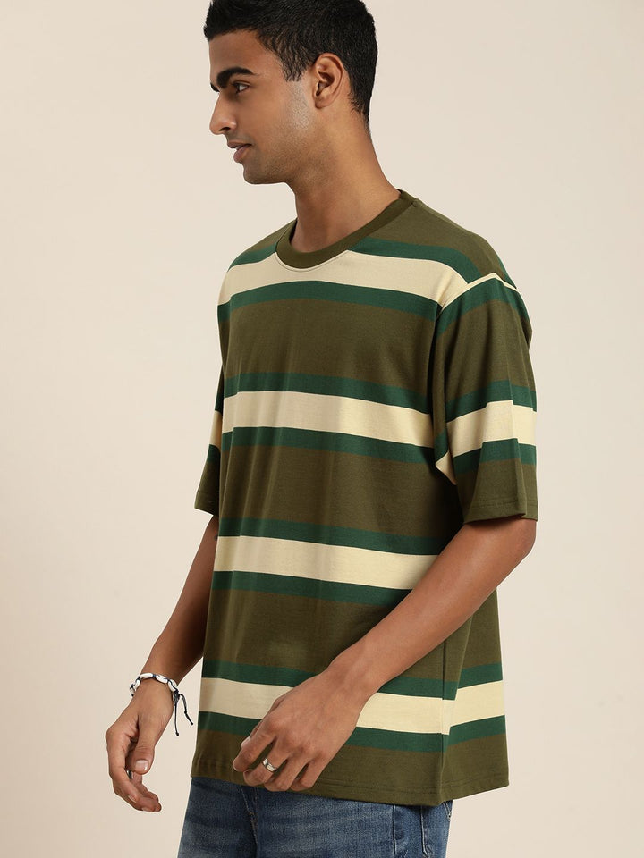 DILLINGER Men Striped Pure Cotton T-shirt