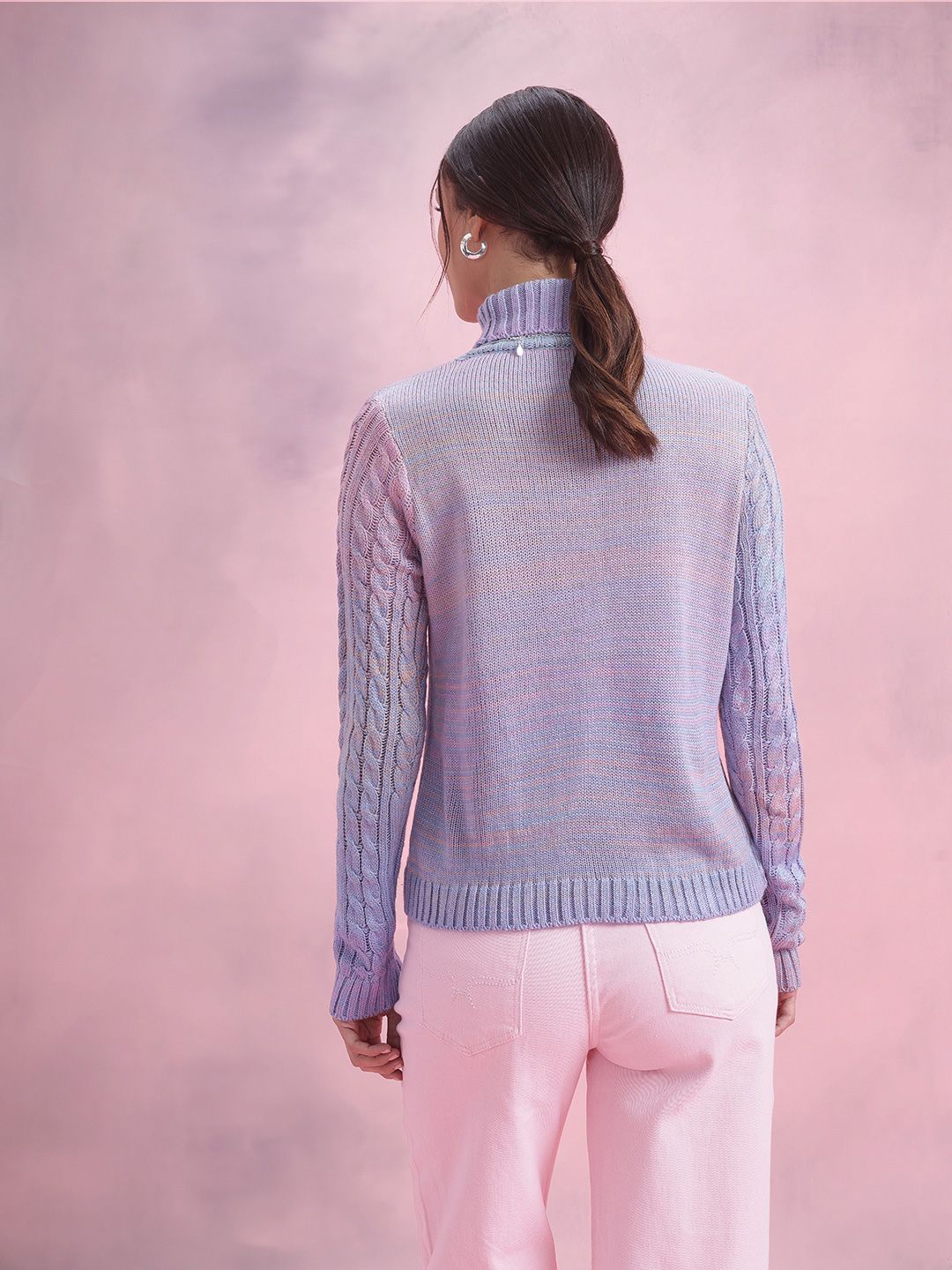 DressBerry Cable Knit Turtle Neck Pullover
