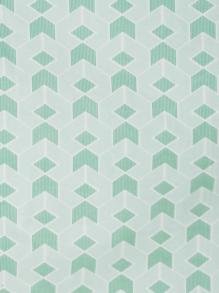 KLOTTHE Green Geometric Printed 300 TC Dilengkapi Cadar Bujang Dengan Sarung Bantal