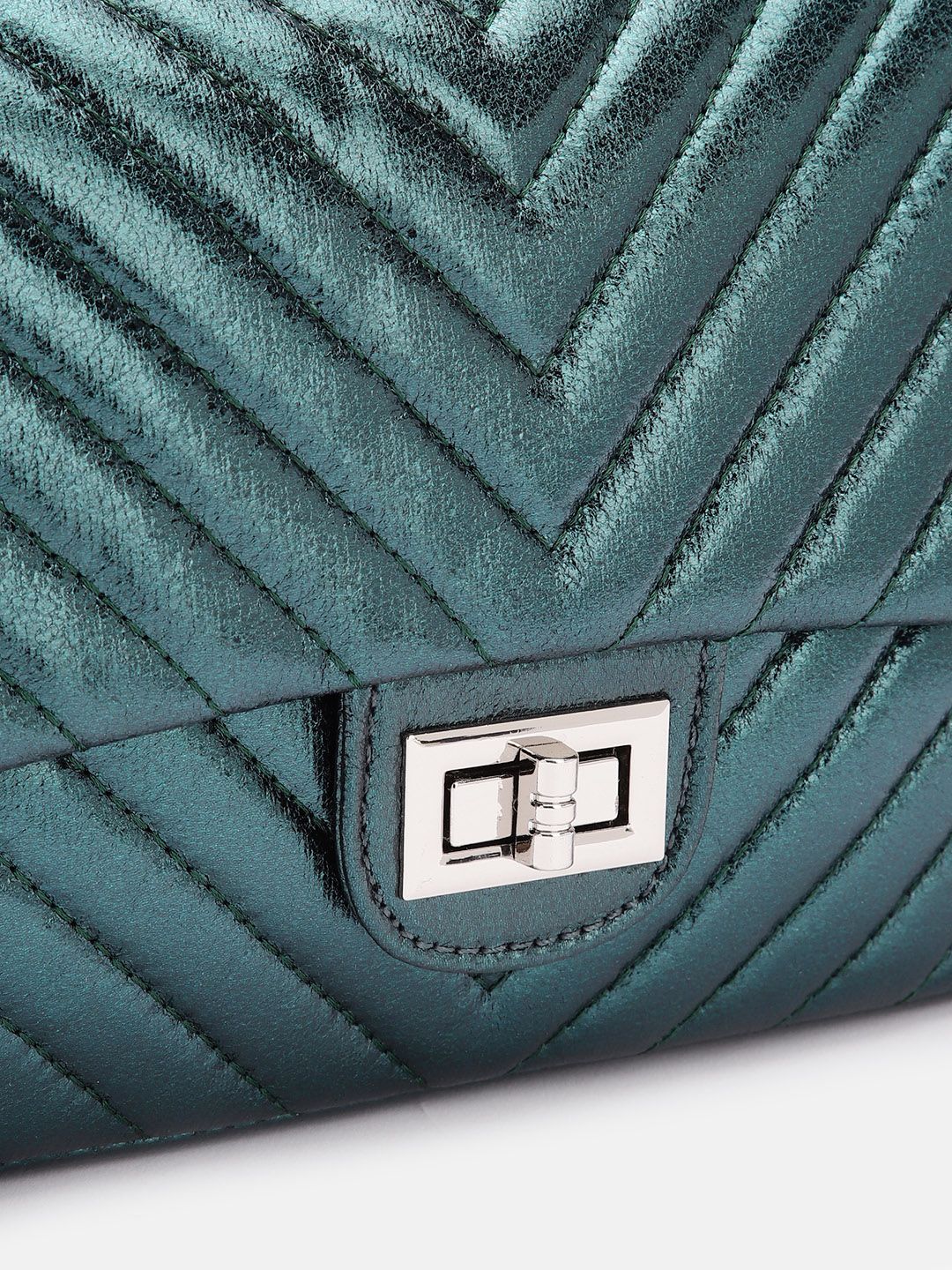 Lino Perros Textured Quilted Detail Structured Sling Bag with Sheen Effect