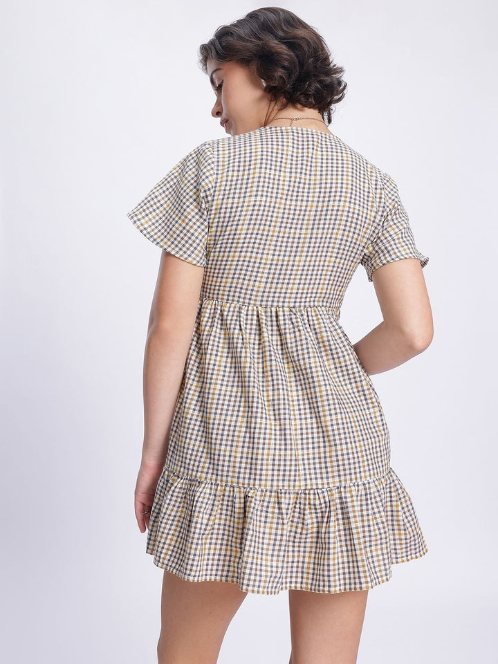 DressBerry Academia Core Checked A-Line Mini Dress