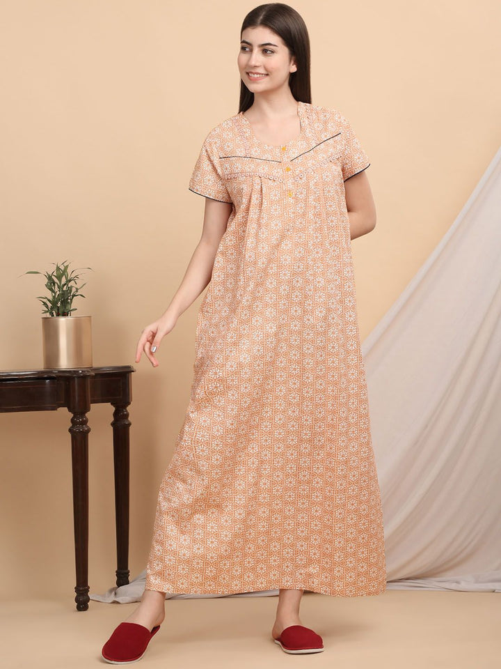 Sweet Dreams Printed Maxi Women Nightdress