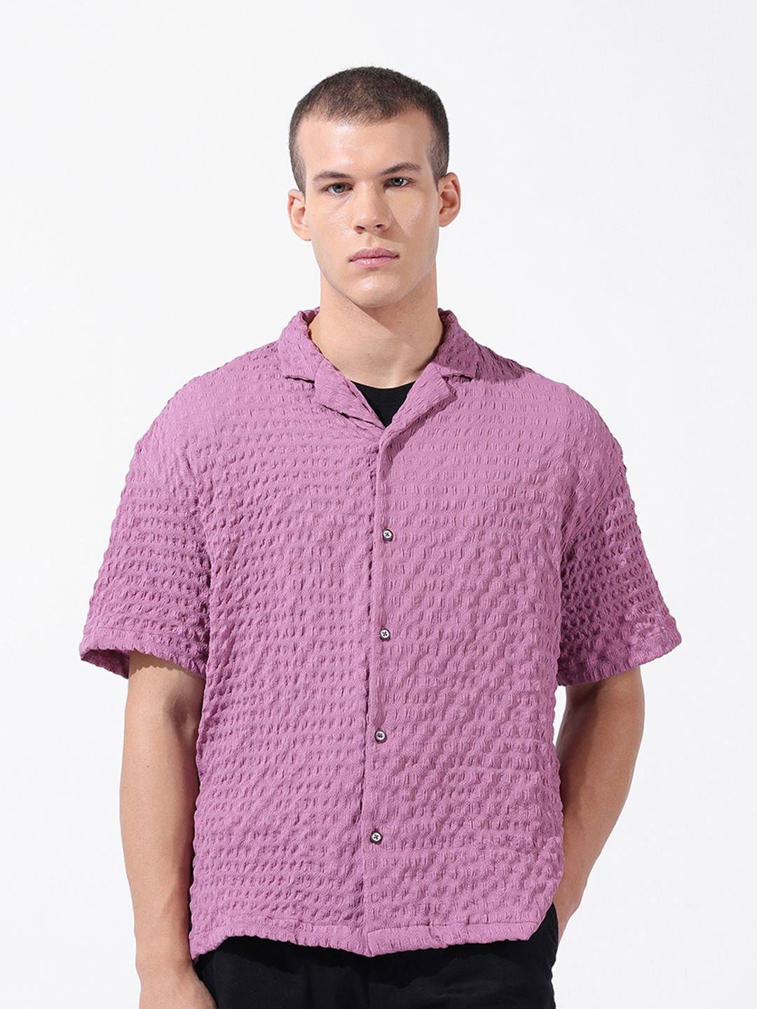 The Indian Garage Co Men Relaxed Fit Self Design Resort Wear Shirt