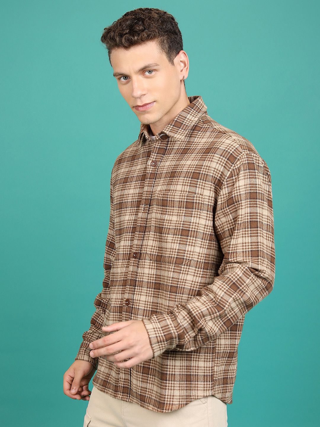 HIGHLANDER Tartan Checked Spread Collar Flannel Shirt