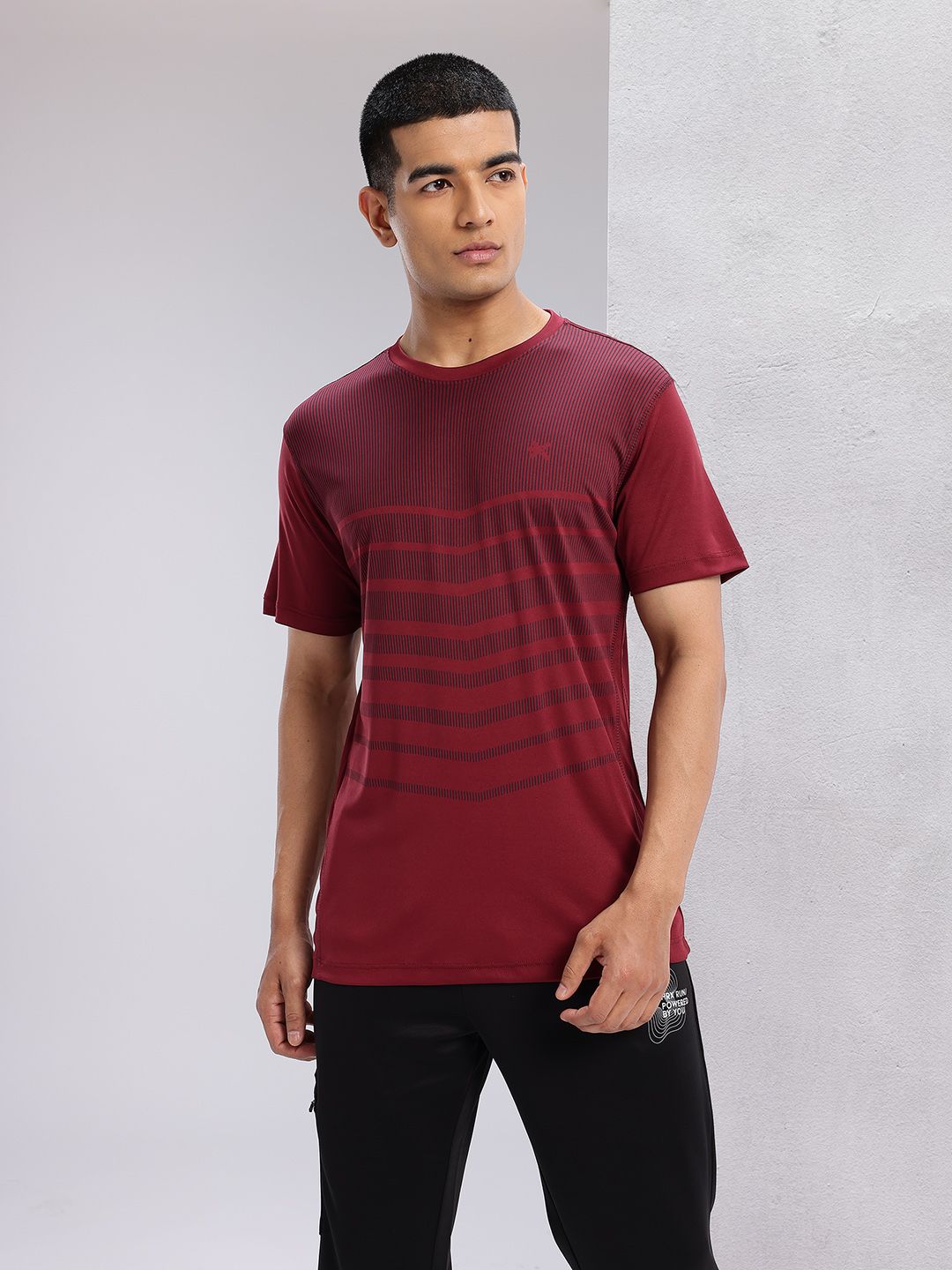 HRX by Hrithik Roshan Striped Rapid-Dry Training T-shirt