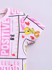 Happy Faces Girls Tweety Printed Pure Cotton T-shirt
