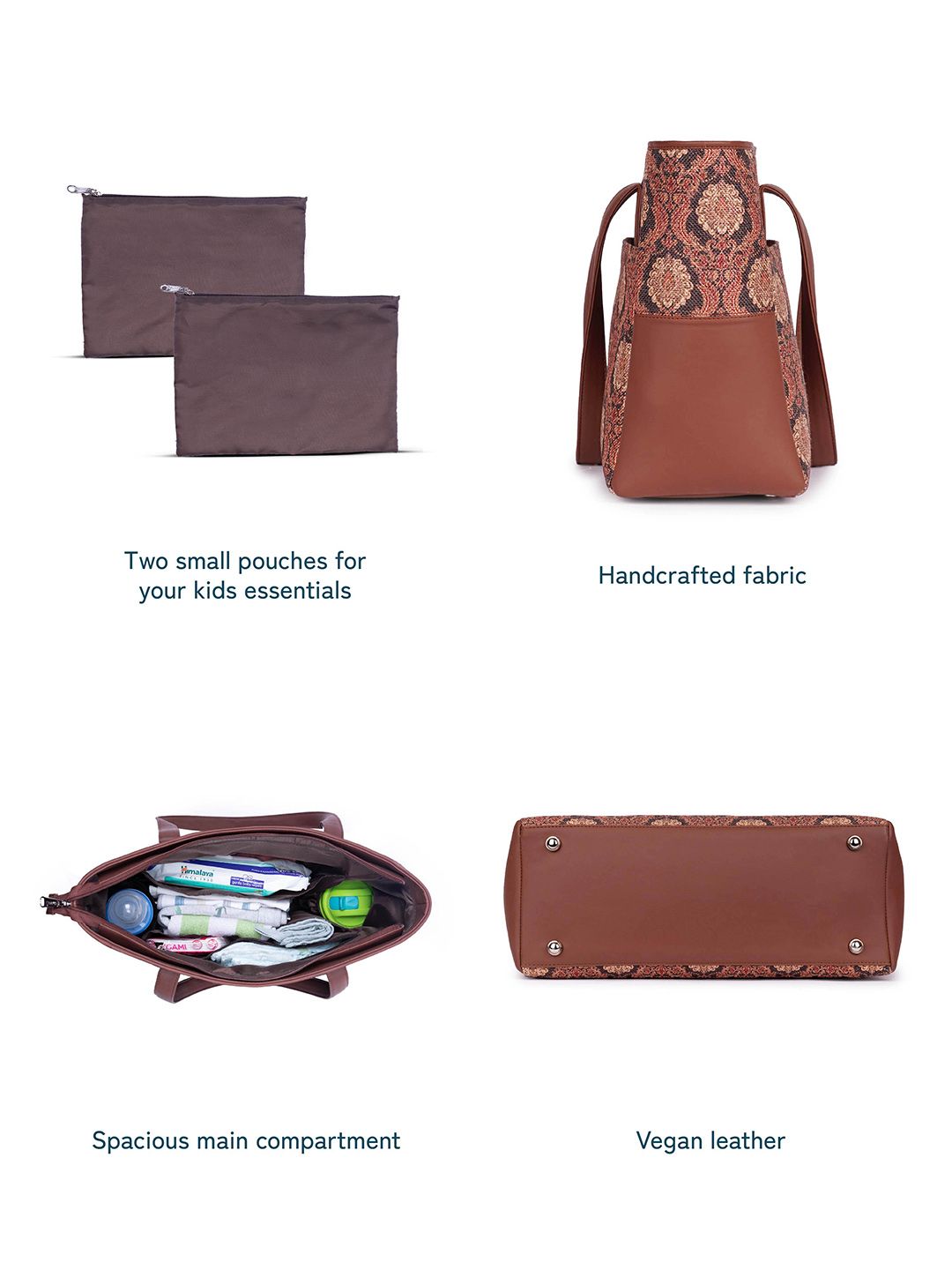 ZOUK Jodhpur Damask Printed Vegan Leather Shoulder Diaper Bag