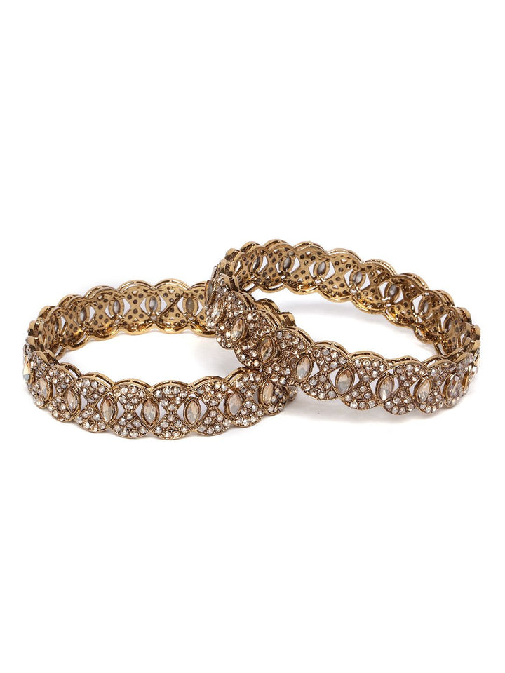 PANASH Set Of 2 Gold-Plated Stones-Studded Bangles