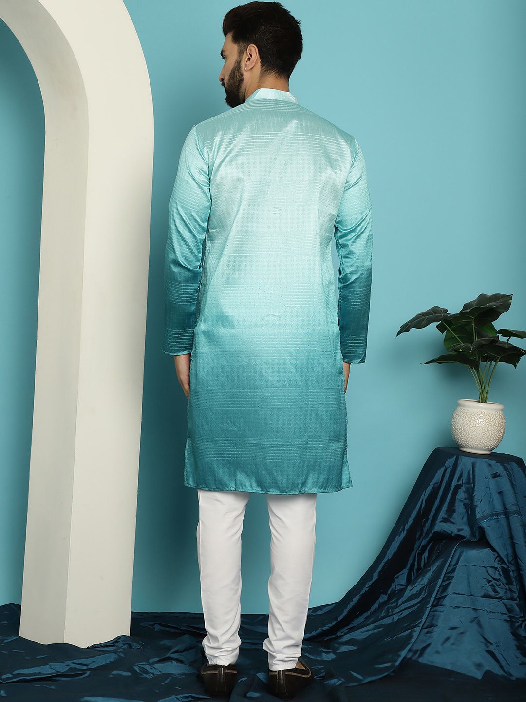 SOJANYA Kurta Berlabuci Biasa Berjalur Dengan Piyama