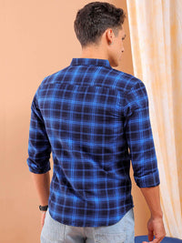 The Indian Garage Co Slim Fit Tartan Checked Cutaway Collar Twill Weave Pure Cotton Shirt