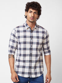 SPYKAR Tartan Checked Spread Collar Cotton Casual Shirt