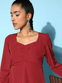 Berrylush Solid Layered Crepe Maxi Dress