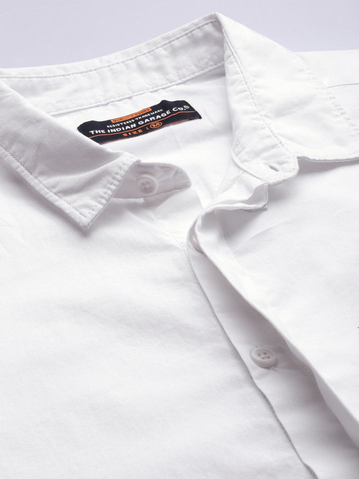 The Indian Garage Co Men White Printed Cotton Casual Shirt