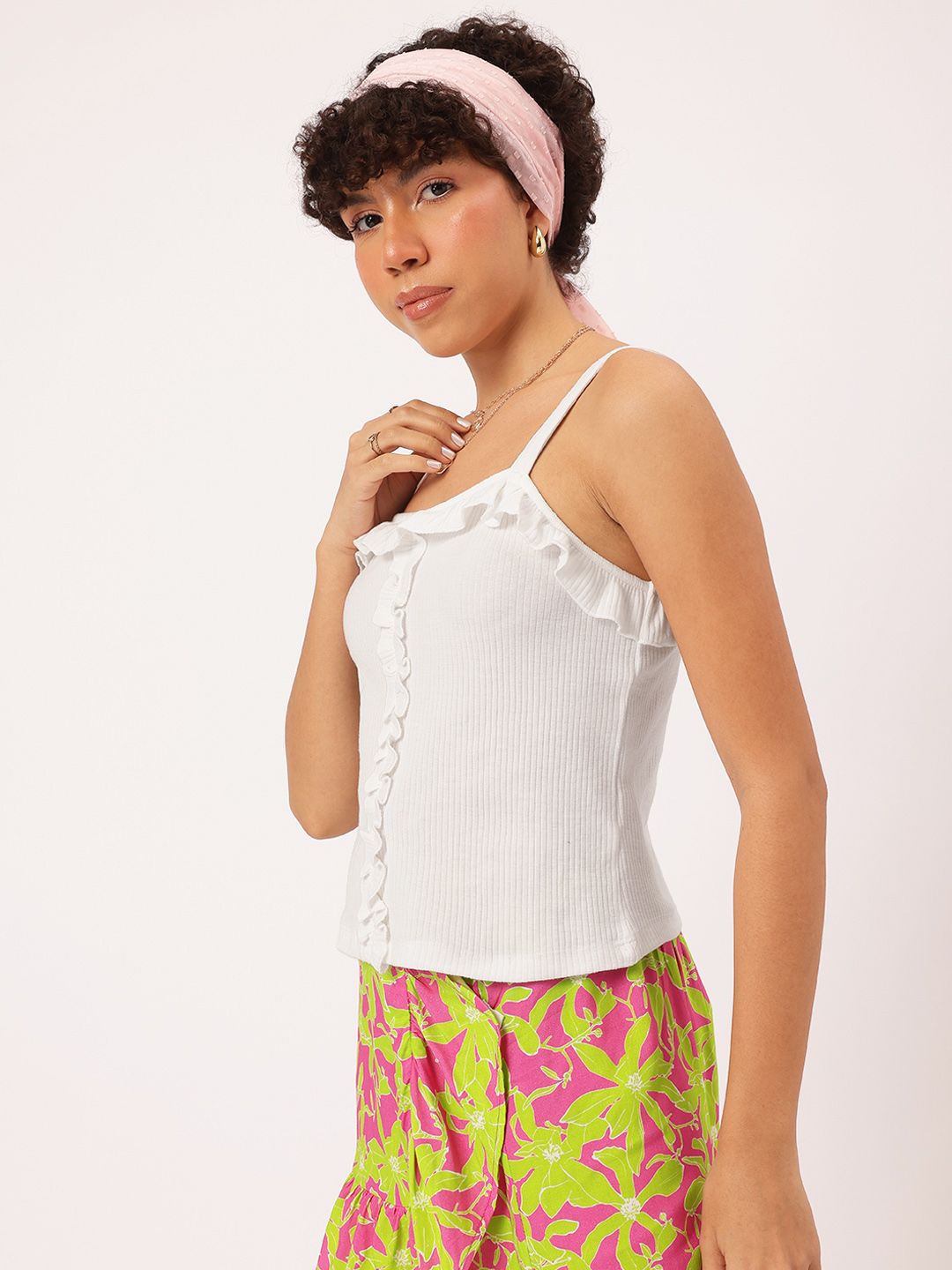 DressBerry Cottagecore Chic Ribbed Knit Ruffled Top