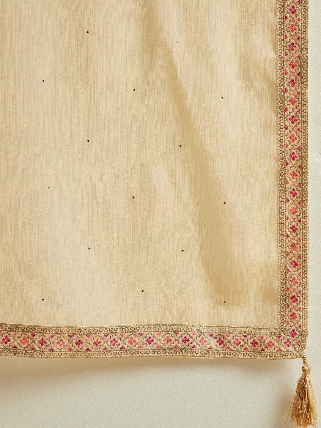 Libas Beige Floral Woven Design Kurta with Trousers & With Dupatta