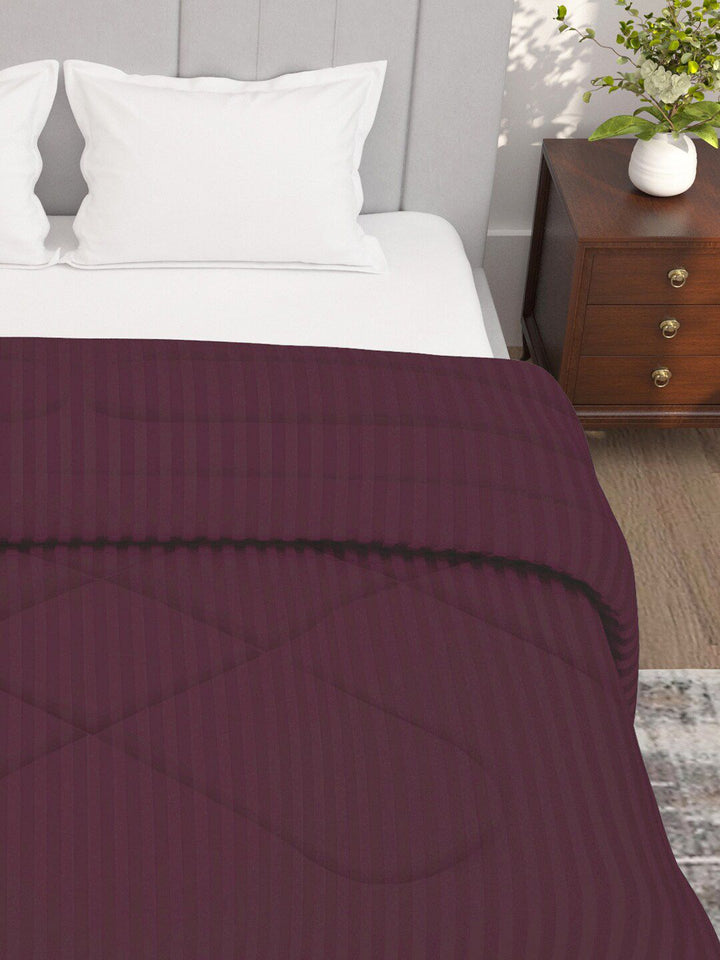 Story@home Maroon Striped 180 GSM Ac Room Reversible Double Bed Comforter