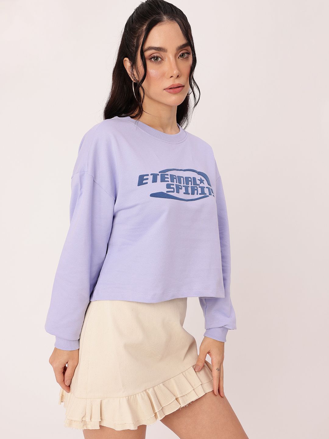 DressBerry Printed Cotton Terry Relaxed Fit Sweatshirts