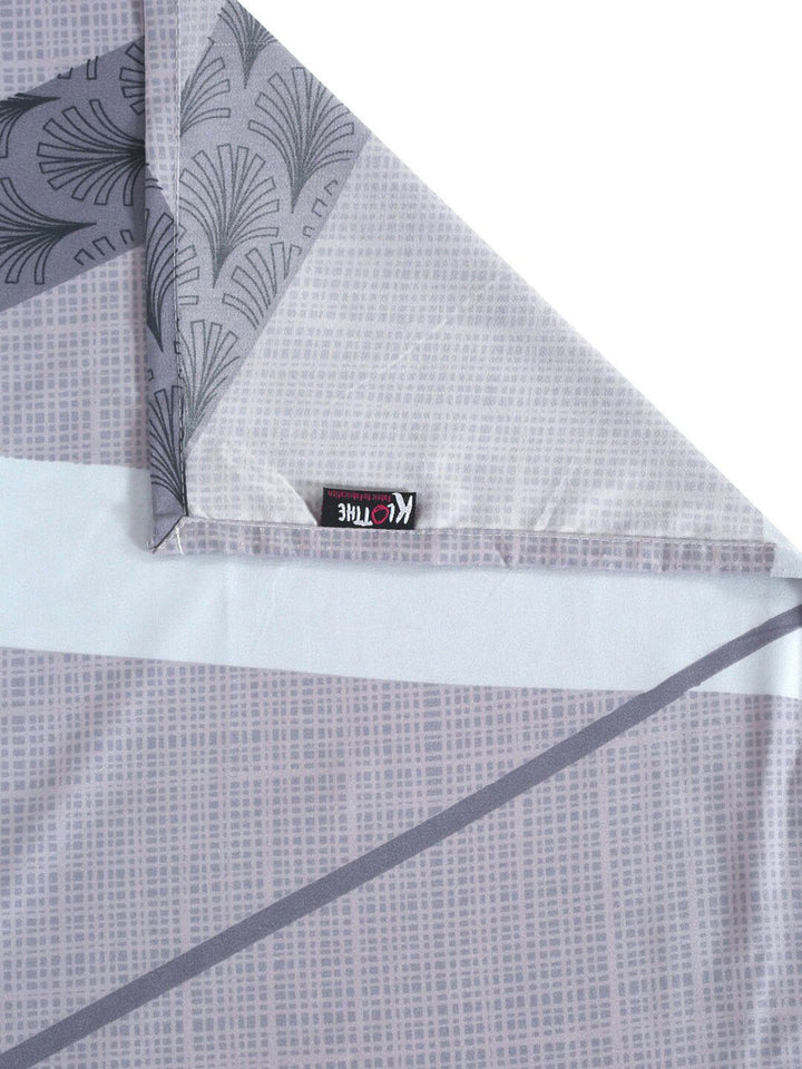 KLOTTHE Grey Geometric Polycotton 210 TC King Halus Cadar dengan 2 Sarung Bantal-98 x 89 inci