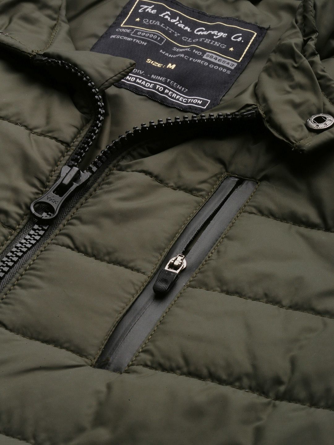 The Indian Garage Co Men Olive Green Padded Jacket