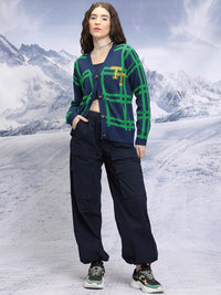 Tokyo Talkies Checked V-Neck Cardigan
