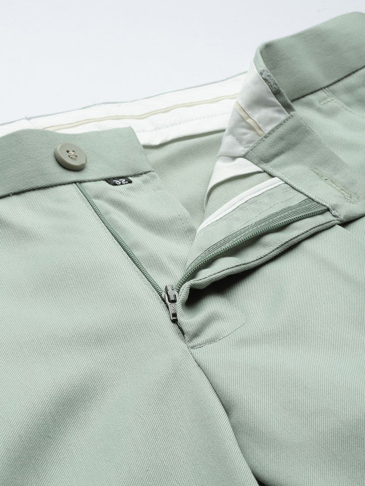 DENNISON Men Green Smart Tapered Fit Pleated Trousers