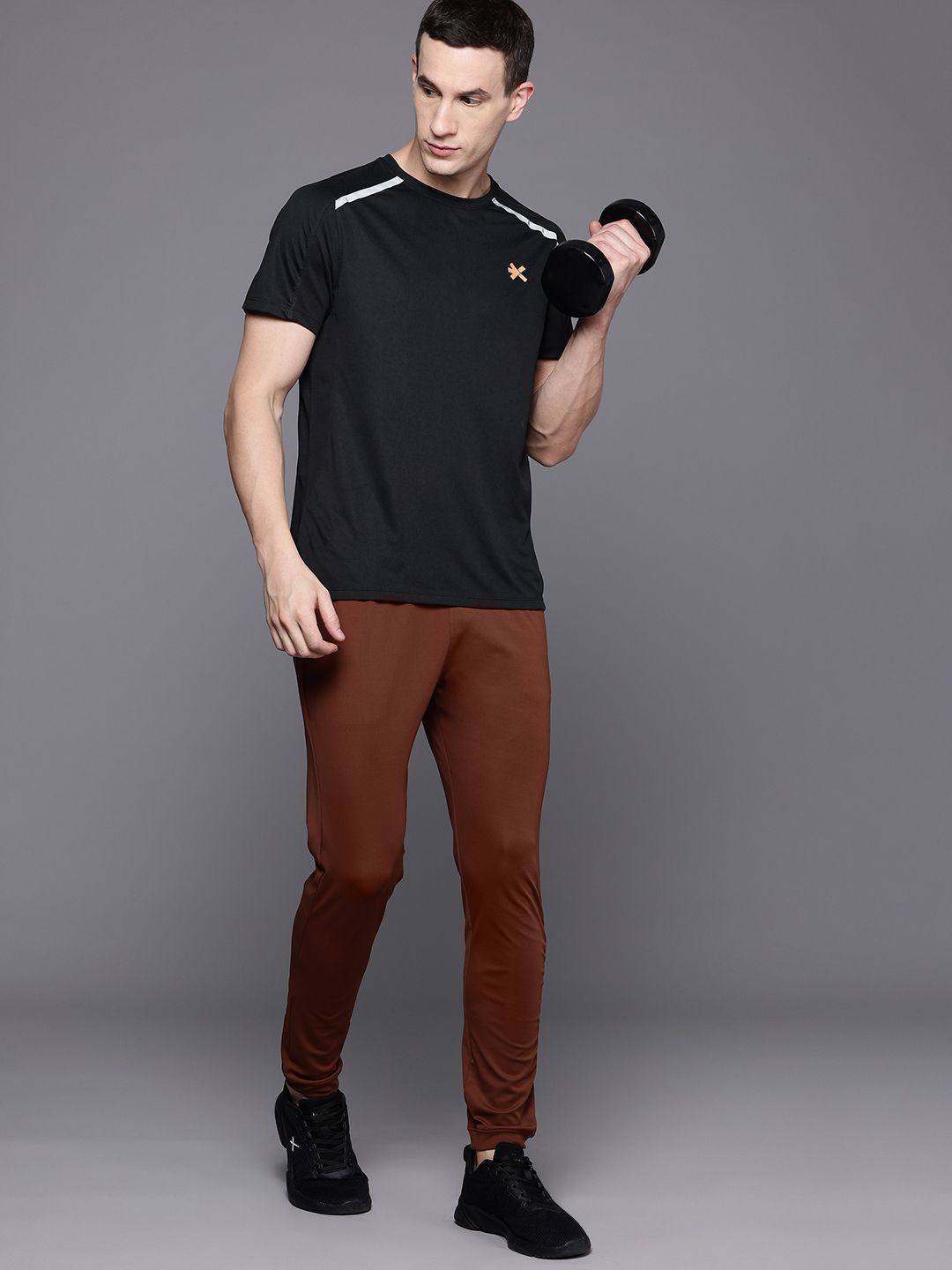 HRX by Hrithik Roshan Rapid-Dry Solid Training T-shirt with Reflective Detail